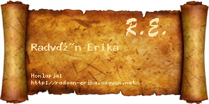Radván Erika névjegykártya